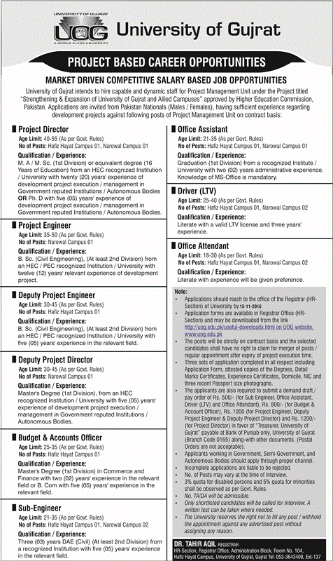 Project based jobs